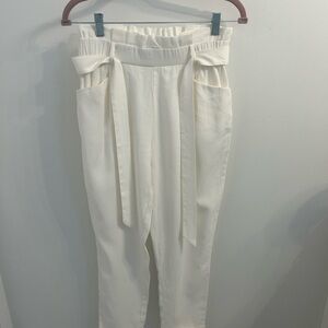 Zara White Paper-Bag Pants